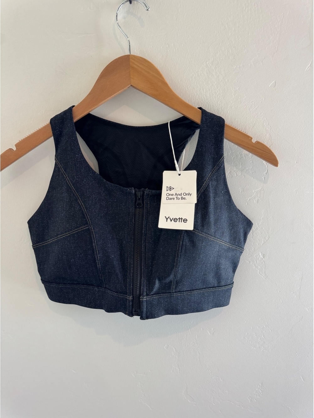 Yvette Black Front Zip Sports Bra Size Small NWT High Support Athletic Bra